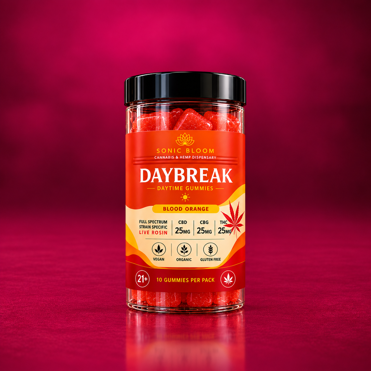 Sonic Bloom Daybreak Live Rosin THC + CBG + CBD Gummies