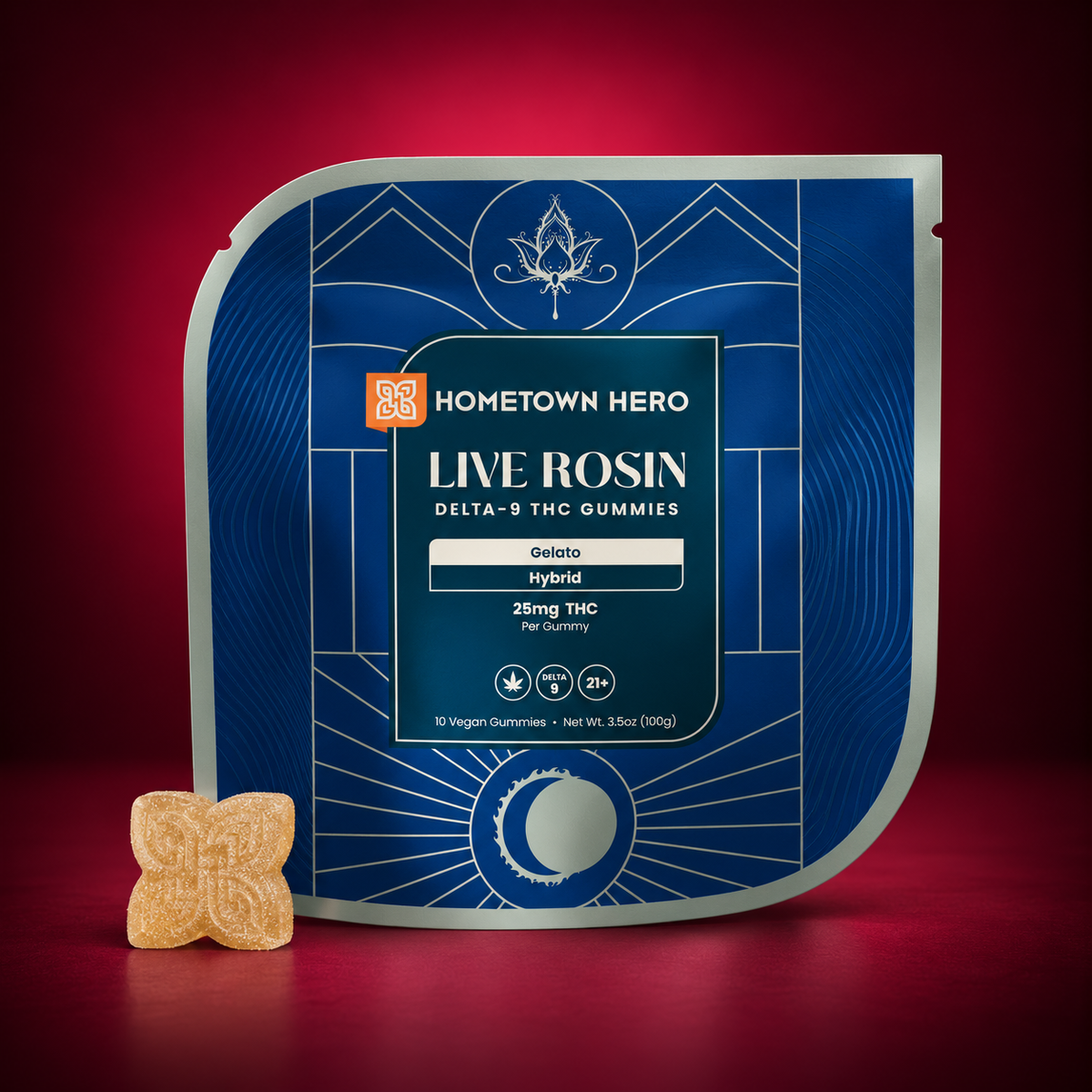 Hometown Hero - Delta 9 Live Rosin Strain Specific Gummies (10ct) 25mg