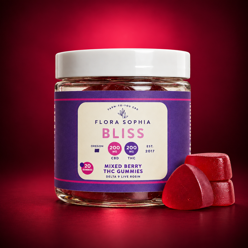 Flora Sophia Live Rosin THC + CBD Bliss Gummies - 10mg THC + 10 mg CBD 20ct