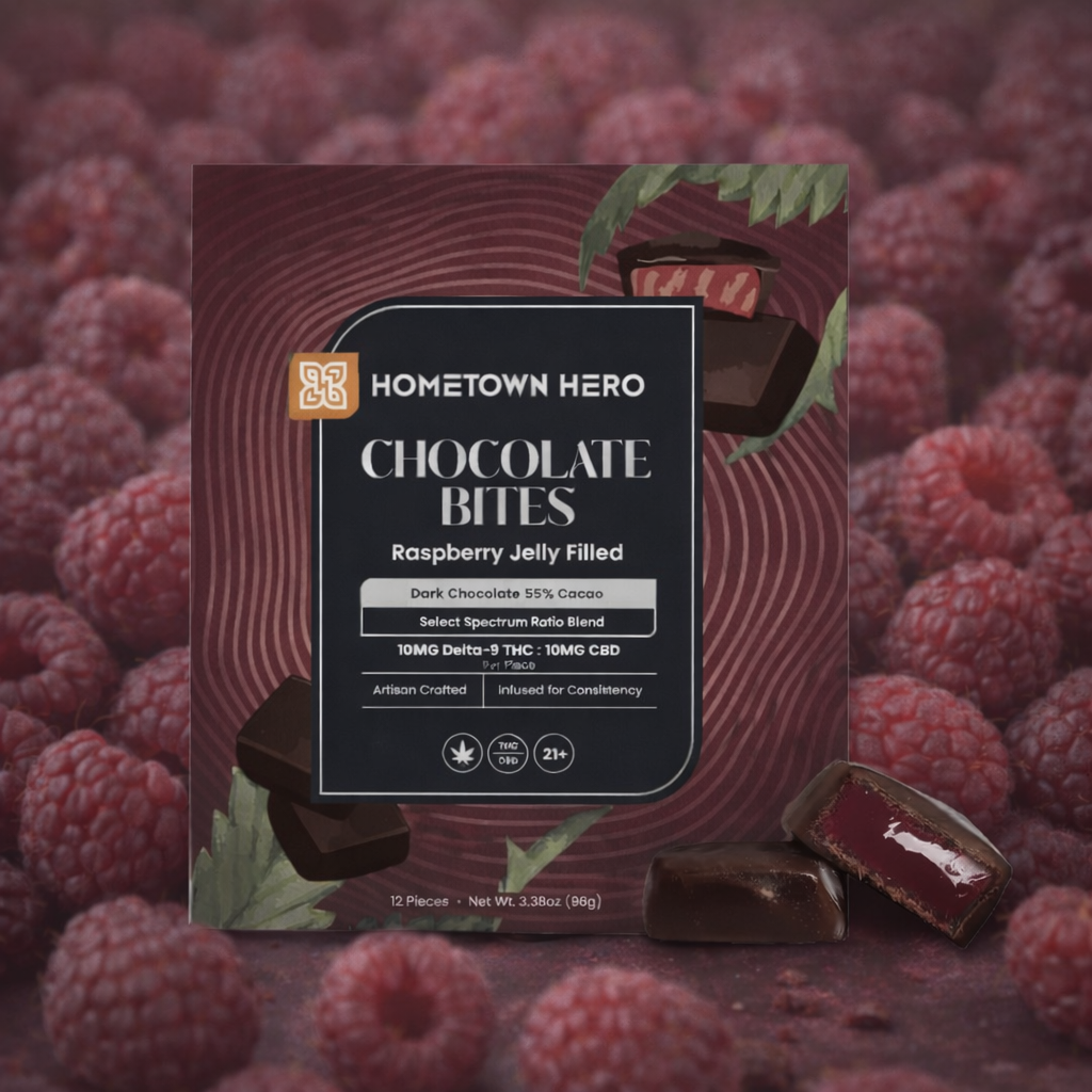 Hometown Hero - Raspberry Jelly Dark Chocolate Bites 10mg