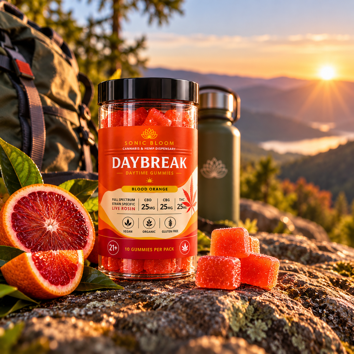 Sonic Bloom Daybreak Live Rosin THC + CBG + CBD Gummies