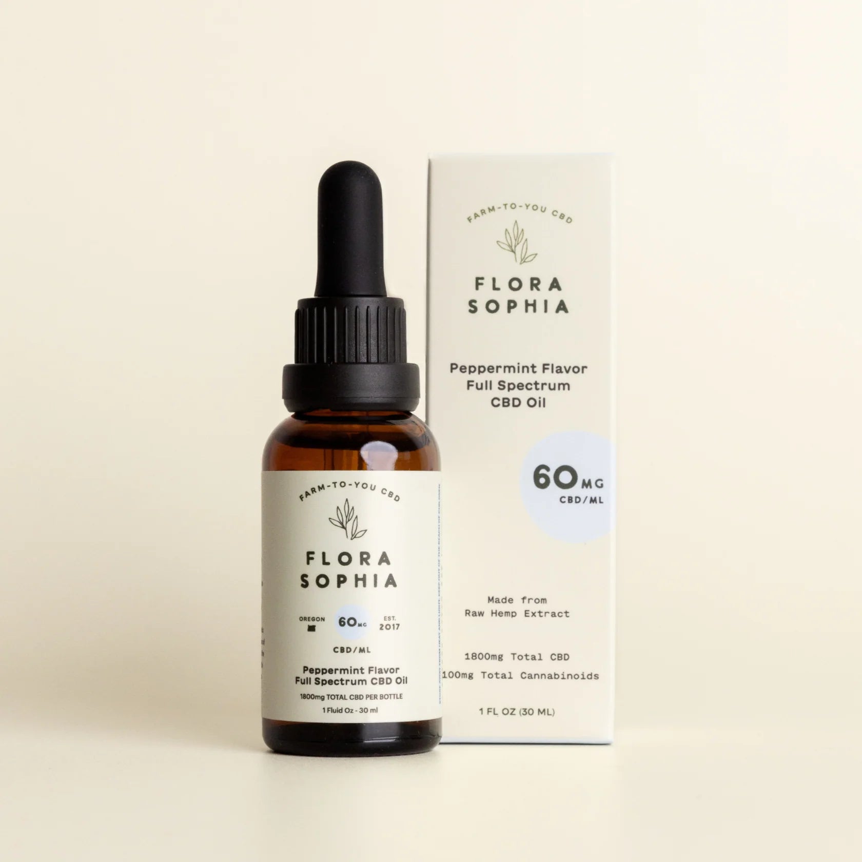 Flora Sophia 60mg Peppermint Flavor Full Spectrum CBD Tincture