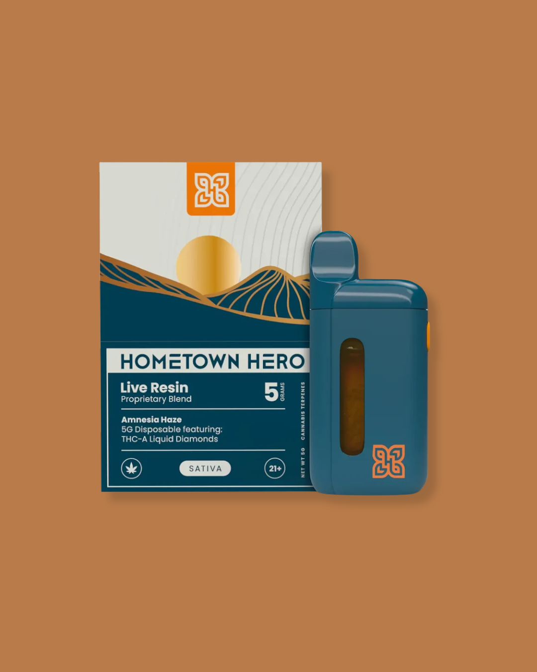 Hometown Hero - Amnesia Haze - 5g THCA Liquid Diamond Live Resin Disposable
