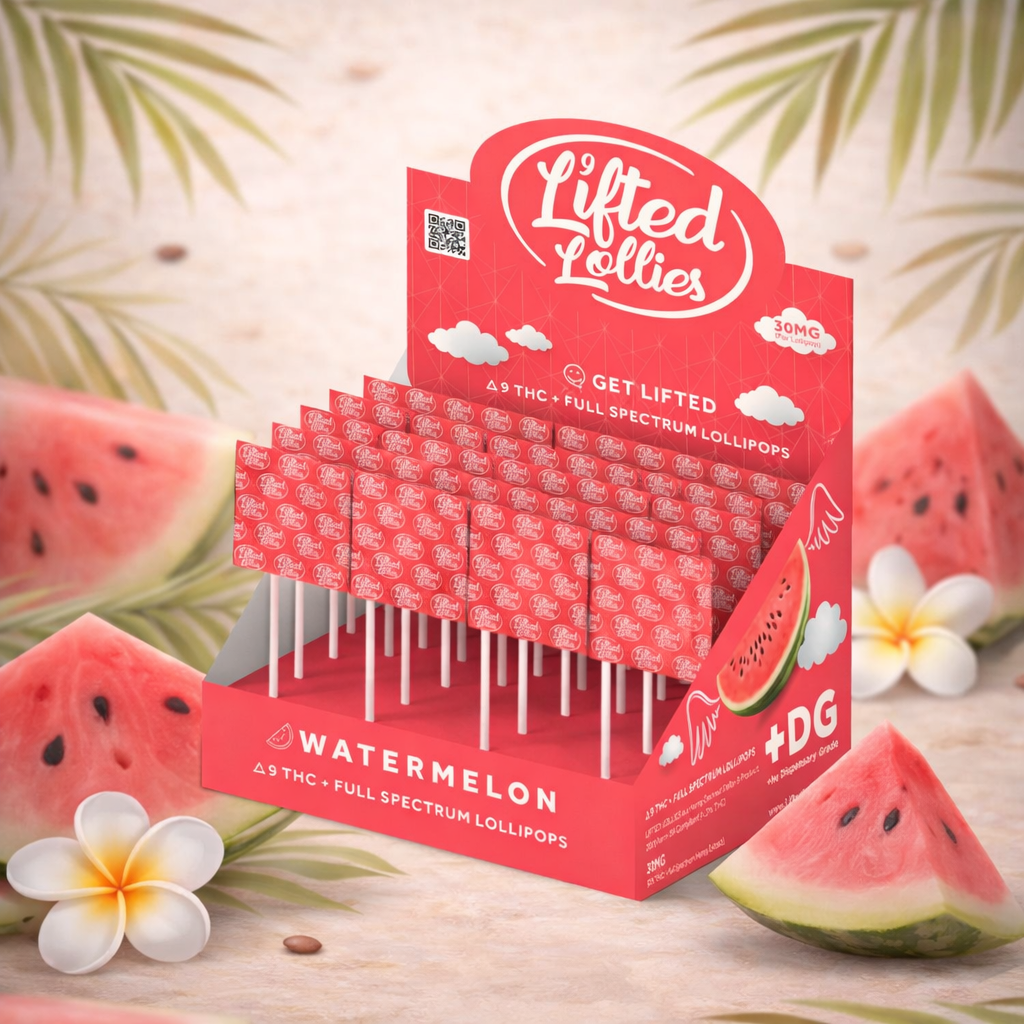 Lifted Lollies D9 - Single - Watermelon 20mg THC + 10mg CBD ea.