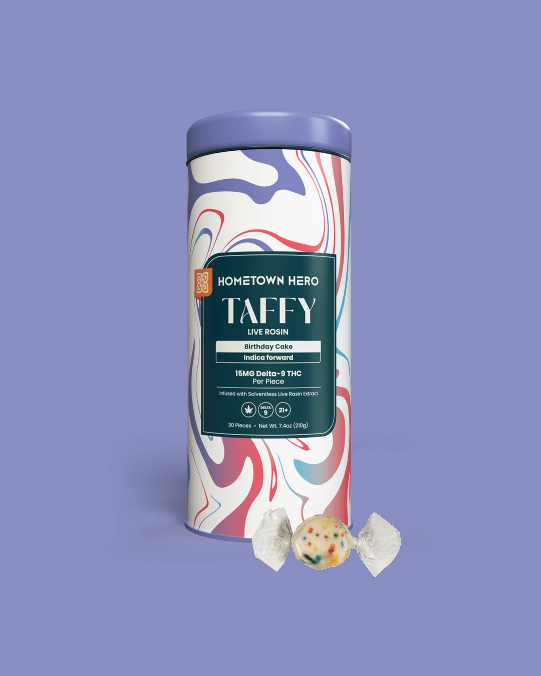 Hometown Hero - Birthday Cake - Delta 9 Live Rosin Taffy 15mg ea.