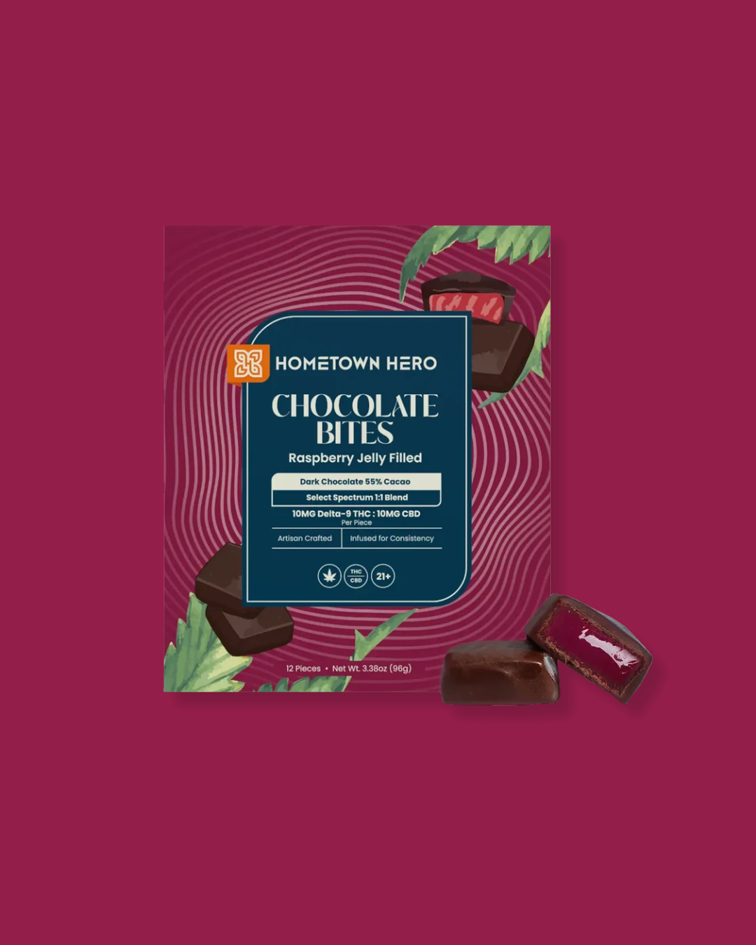 Hometown Hero - Raspberry Jelly Dark Chocolate Bites 10mg